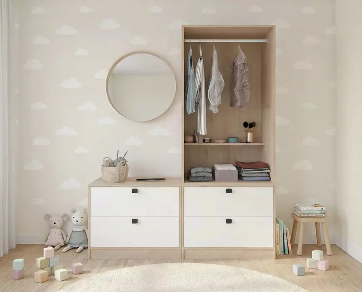 Sophia large nyitott tölgyfa gyermekszekrény