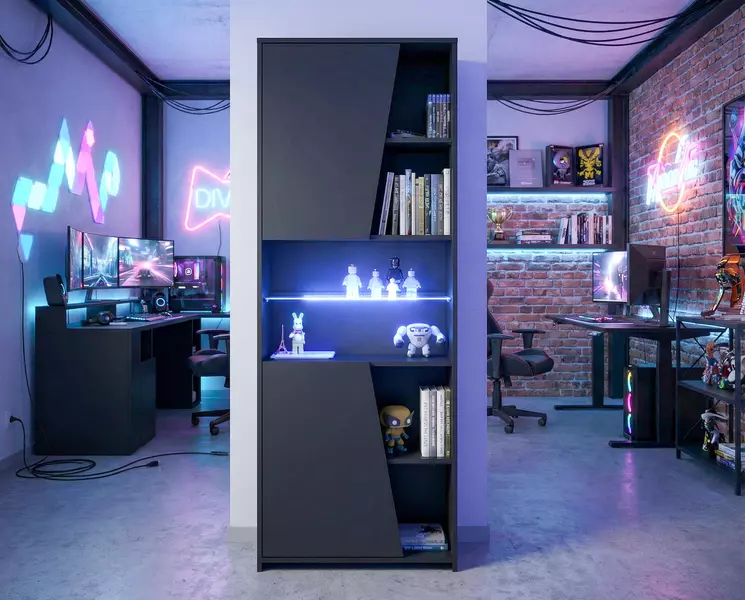 Fekete polcok a Gaming játékasztalokhoz