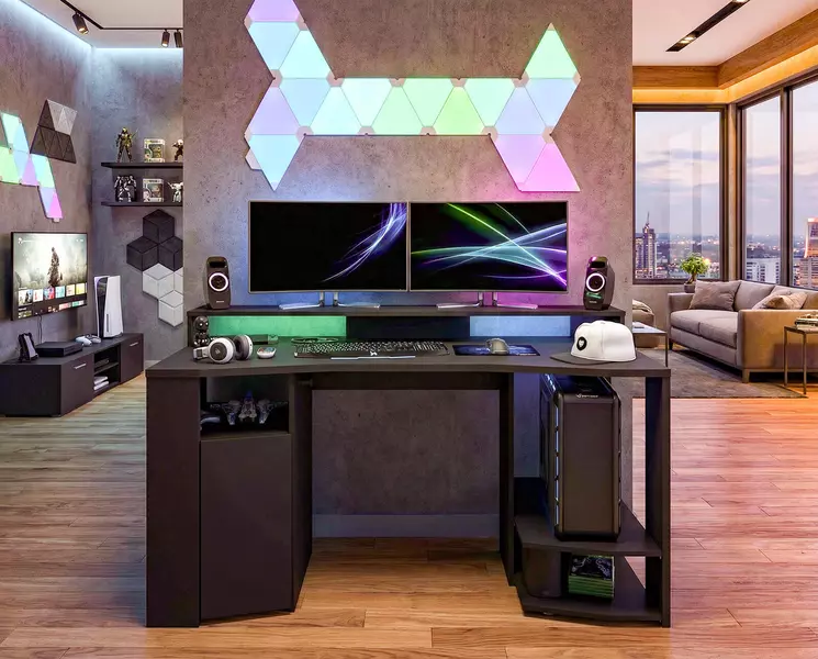 Fekete polcok a Gaming játékasztalokhoz