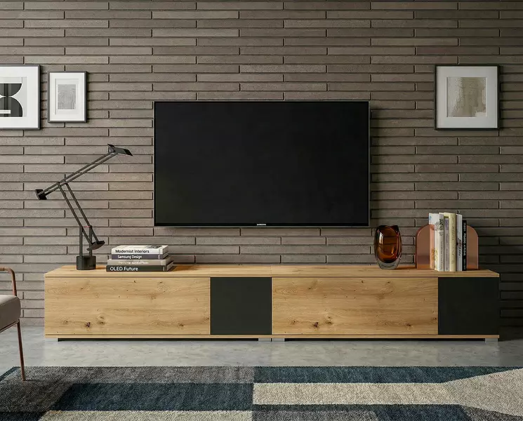 TV asztal tölgy, grafit Unique