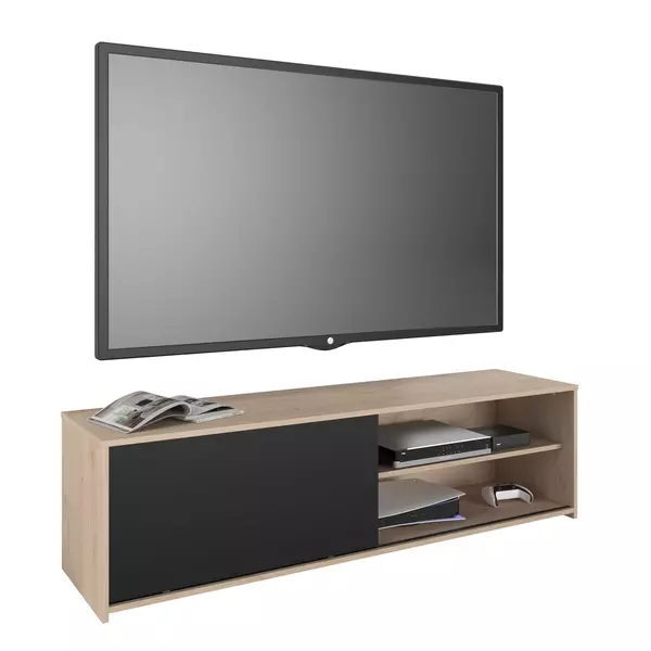 TV asztal tölgyfa, fekete Tomy