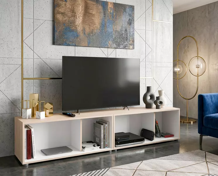TV asztal tölgyfa, fehér Thebes one