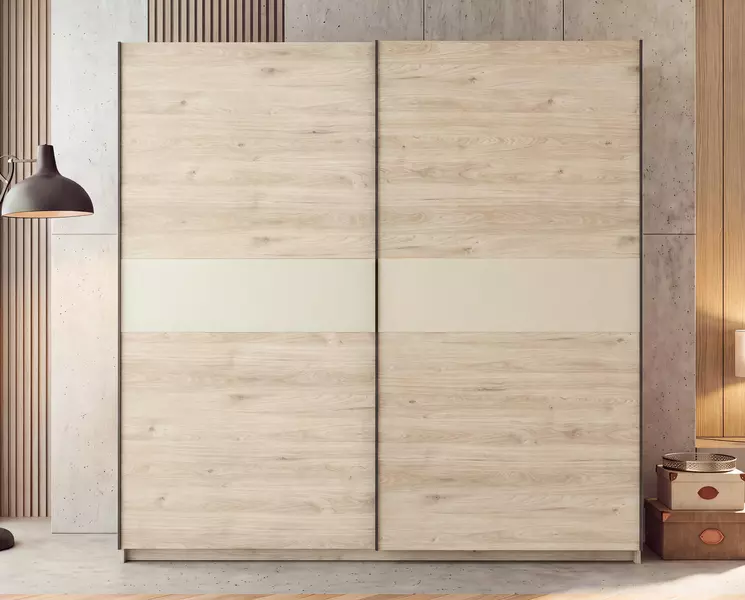 120 cm-es tolóajtós szekrény, tölgy / kasmír, Barcelo II