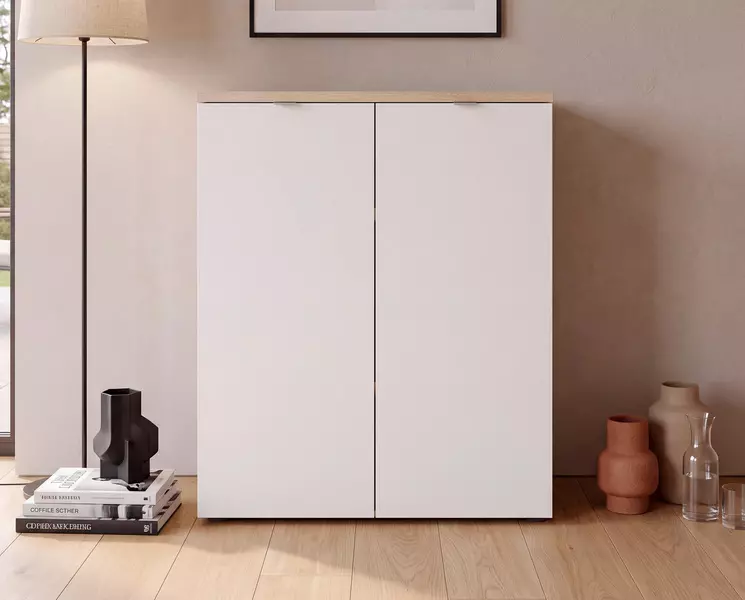 Design íróasztal Rox fényes fehér, tölgyfa