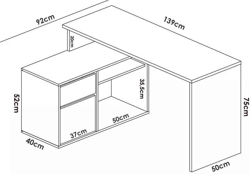 Design íróasztal Rox fényes fehér, tölgyfa